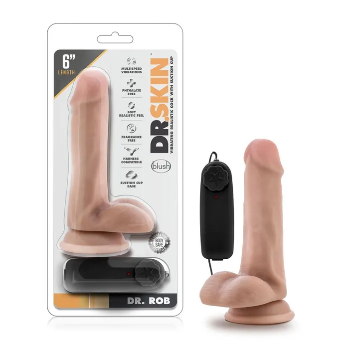Dr Skin Dr Rob 6 Inch Vibrating Cock With Suction Cup Vanilla Blush Novelties Female Sex Toys
